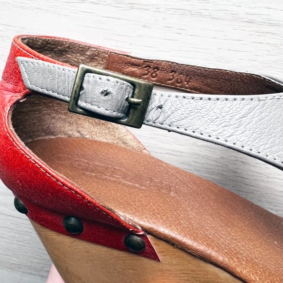 Cordani color-block platform high heel leather and wood clogs - Picture 9 of 10